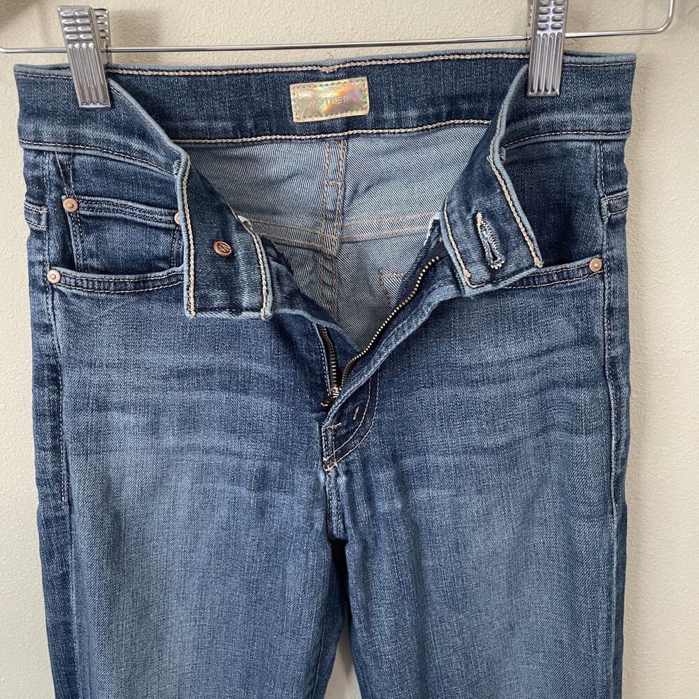 Mother Insider Crop Step Fray Girl Crush Denim Blue Jeans Women’s 25 *FLAWED - Picture 5 of 15